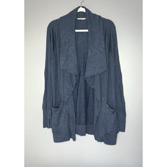Athleta Studio Wrap Open Front Sweater Jacket Womens Sm Magnetic Clasp Navy Blue - Picture 2 of 11